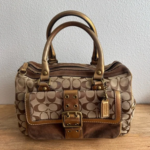 Coach | Bags | Coach Vintage Signature Canvas Suede Boston Bag